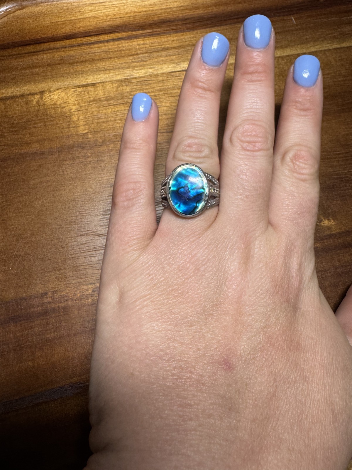 Vintage 925 Sterling Silver Possible Bismuth Ring Size 7 Large Stone Statement