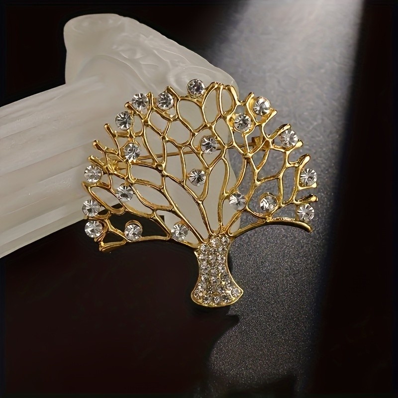 Fashion Tree of Life Brooch Pin with Rhinestone Elegant Alloy Wedding Party Gift