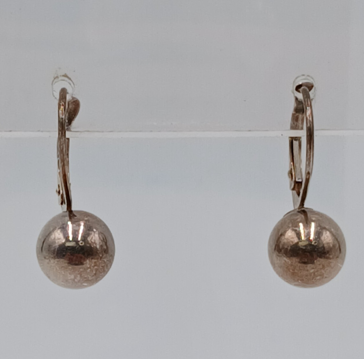 VTG 925 Ball Drop 8mm Earrings Sterling Silver 1.87g Lever Back Polished Dangle