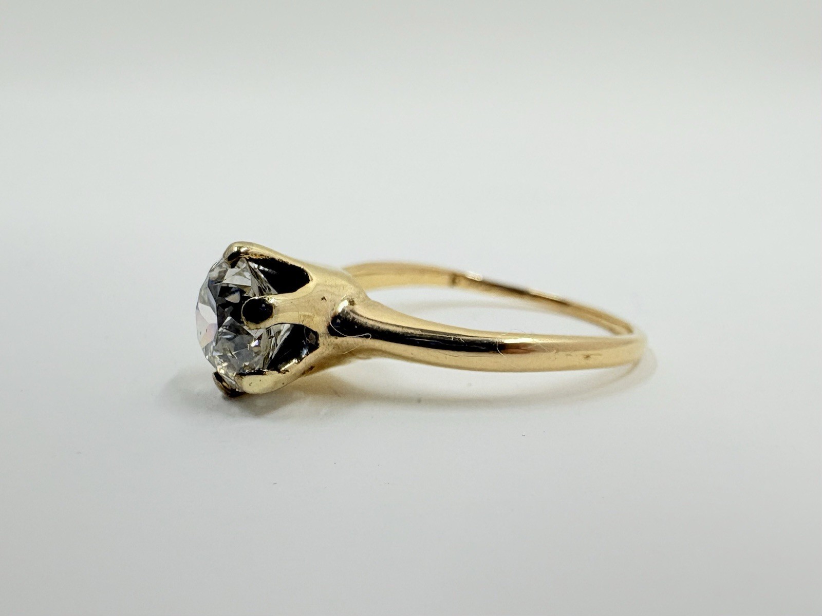 Antique Vintage Old European Cut Natural Diamond Solitaire Ring 0.85 ct Size 4.5