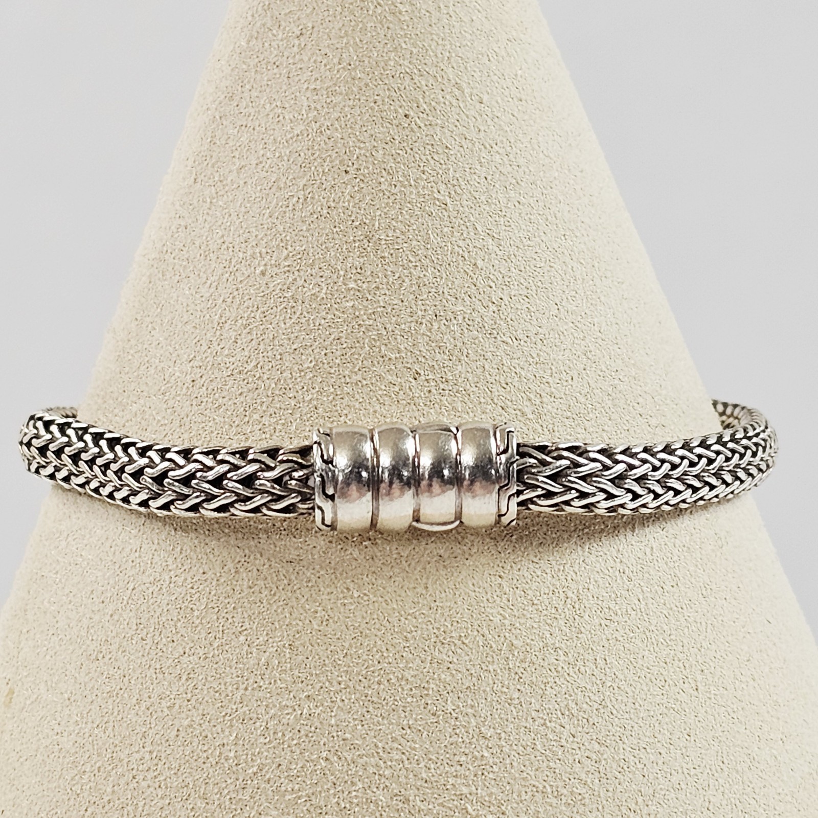 John Hardy Sterling Silver 925 Woven Wheat Bracelet 5mm Size Medium 7 1/4″