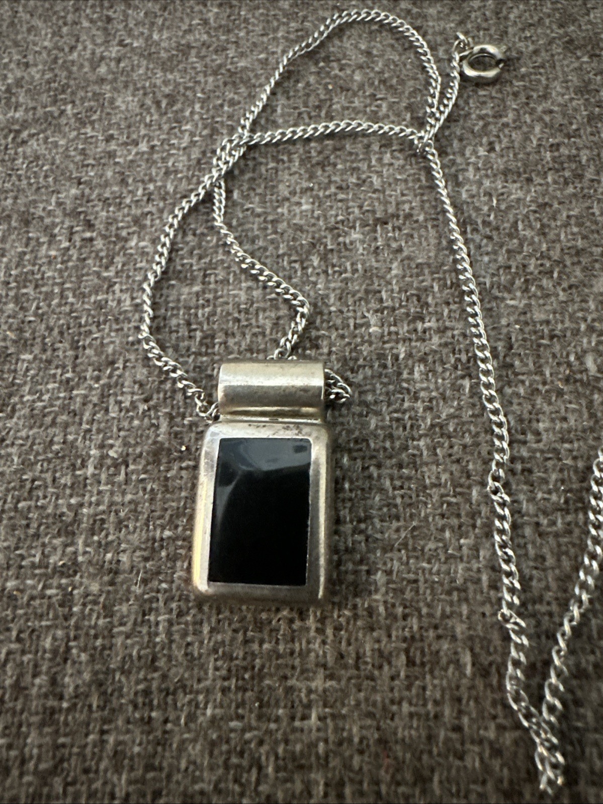 Vintage ATI 925 Sterling Silver Onyx Pendant Mexico 5g