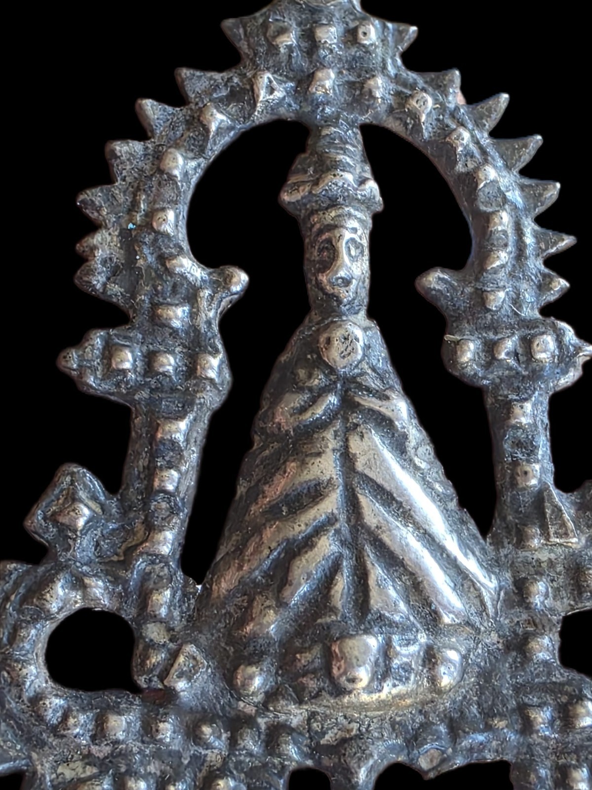 Fine Antique 18Th Century Silver Virgin Mary & Baby Jesus Pendant Ca 1700