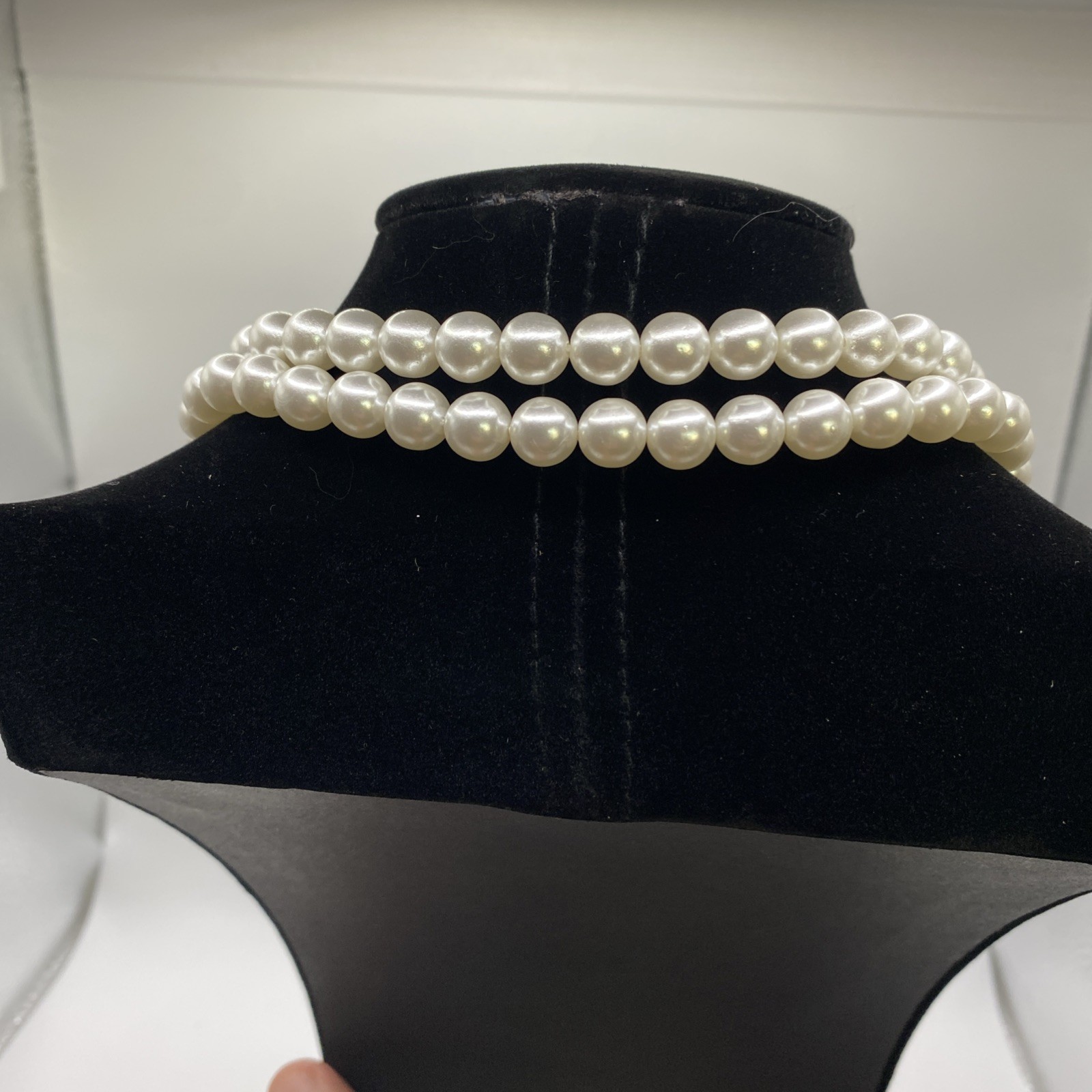 Vintage Faux Pearl Imitation Double Strand 18” Necklace Signed Japan