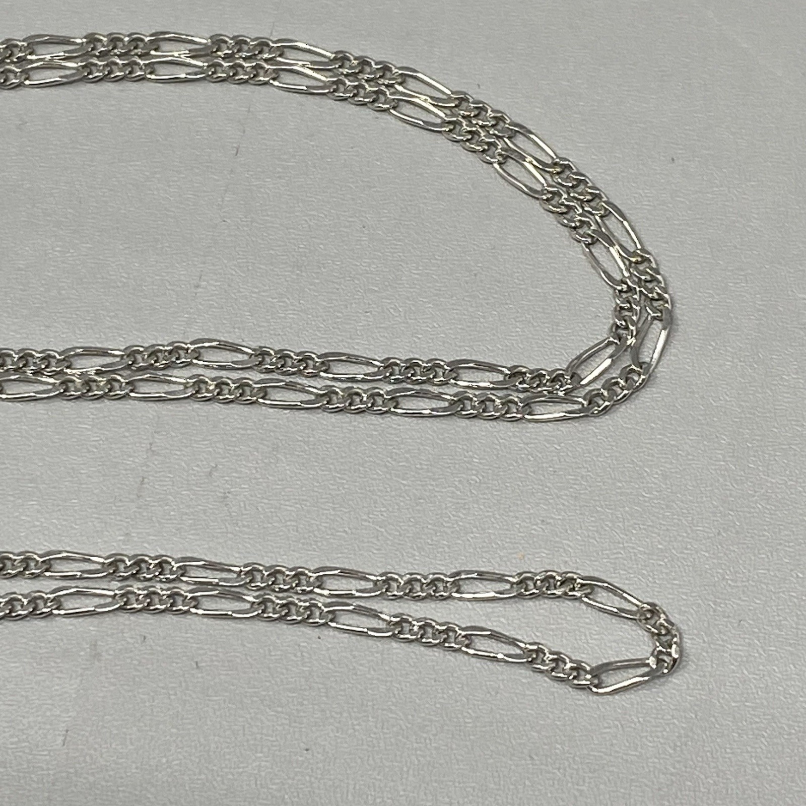 Monet Chain Necklace Figaro Links Silver Tone Long Sister Clasp Signed Retro 30″