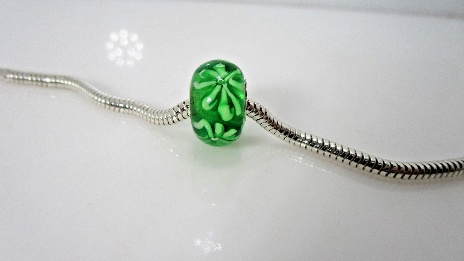 IBB Murano Glass Green Flower Charm Only for Bracelet