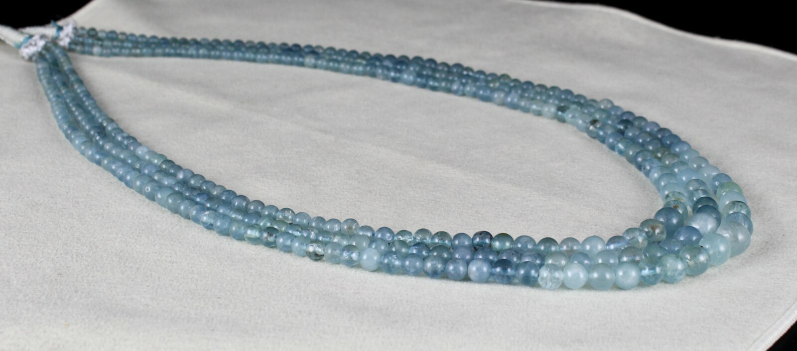 Natural Multi Aquamarine Round Beads Necklace 358 Ct 3 Line Gemstone