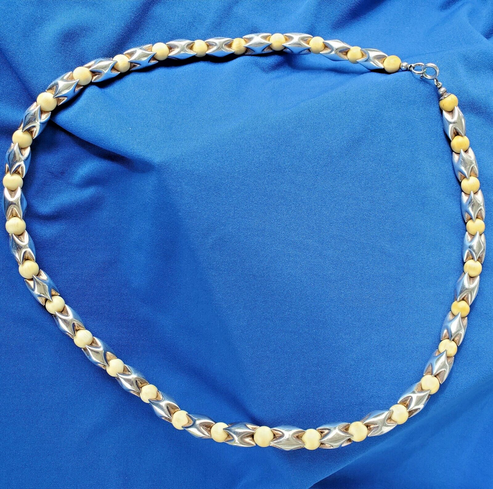Original STERLING SILVER 925 Deco Necklace 64 Gr Vintage Designer Chain 24″ inch
