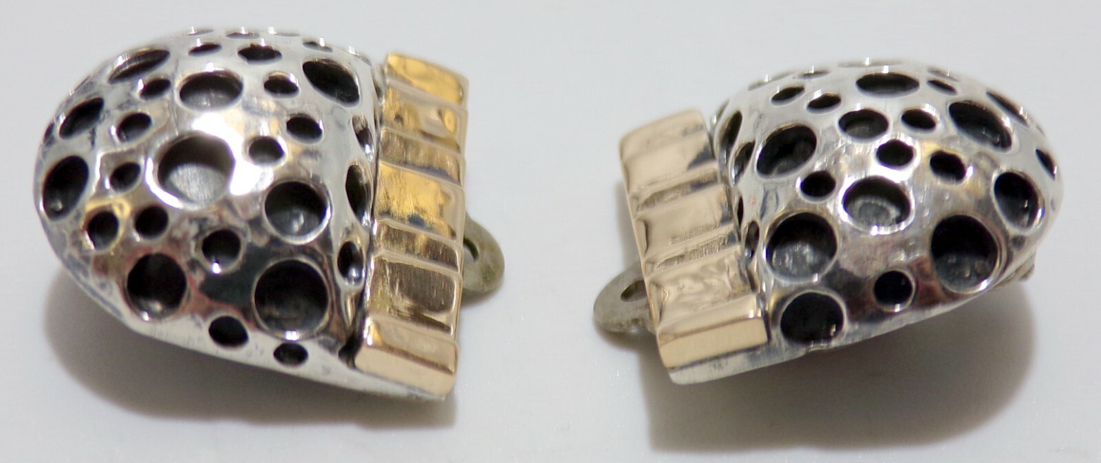 AMAZING DIAN MALOUF Signed 14K YELLOW GOLD & Sterling Silver CLIP ON EARRINGS