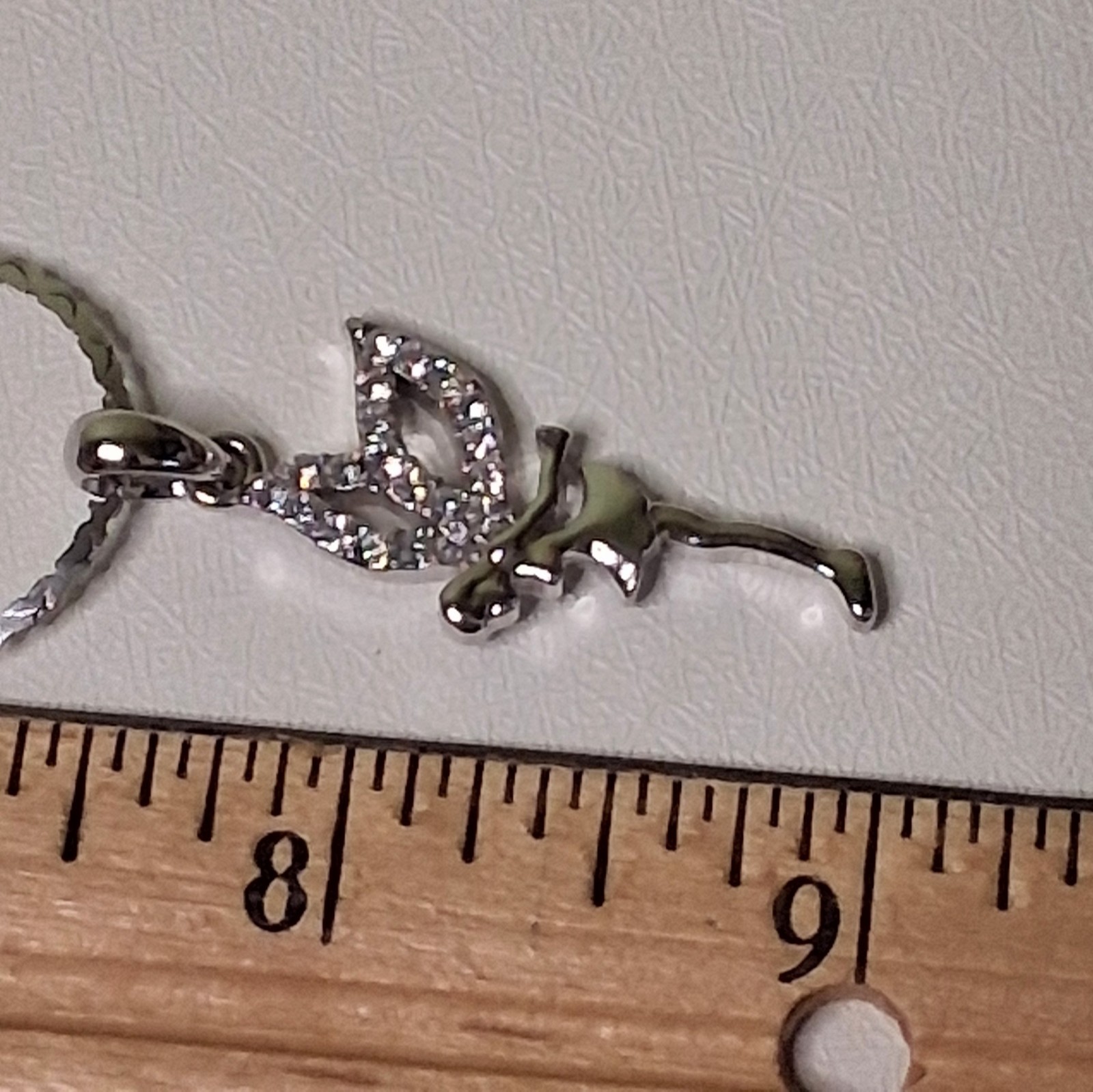 Rhinestone Fairy Pendant Necklace Silver Tone Whimsical Fantasy Vintage