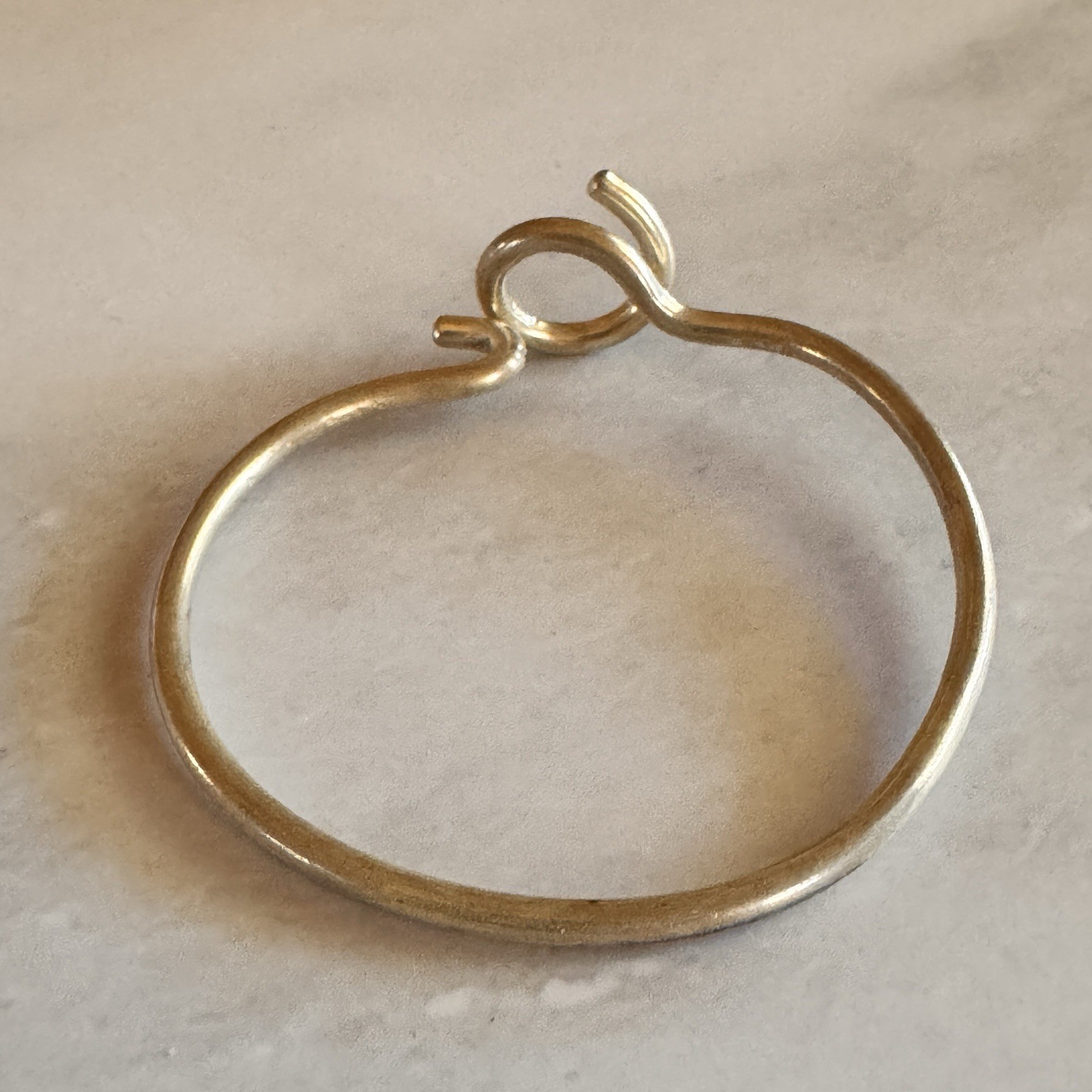 Sterling Silver Modernist Hook Clasp Bangle Bracelet 12.9g Minimalist