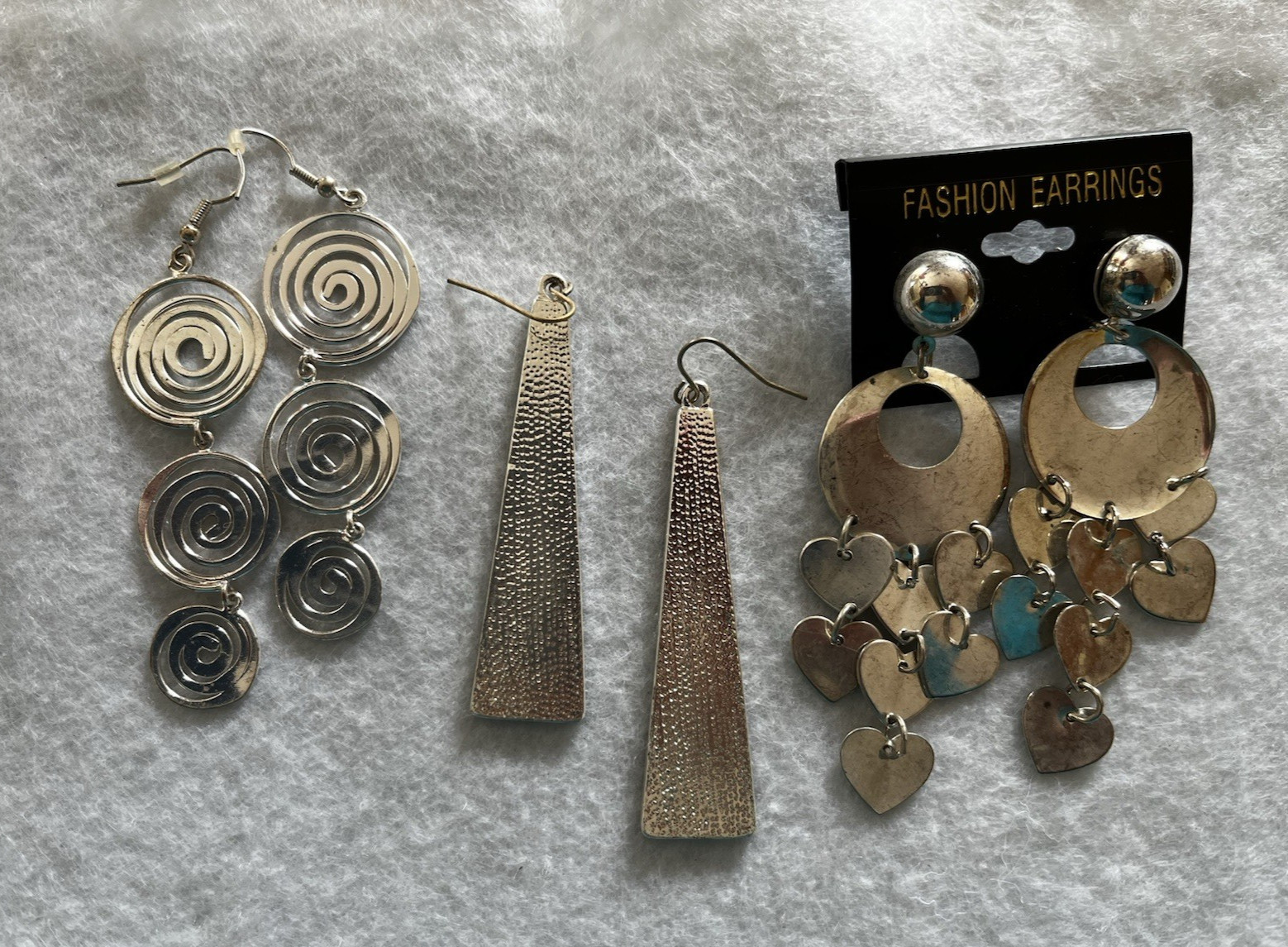Lot of 10 pair of silver and gold tone dangle pierced earrings