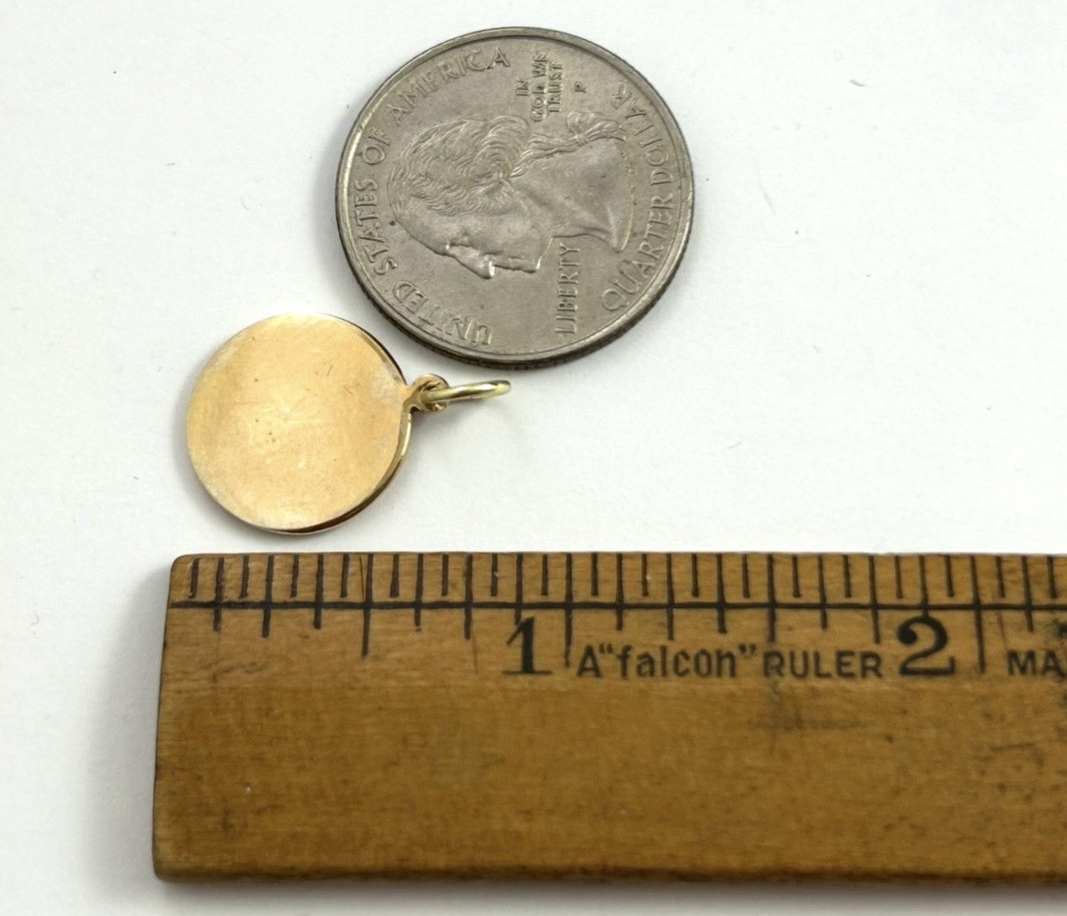 Vintage Initial R Charm Dainty Pendant Etched Gold Plated Metal Vintage Jewelry