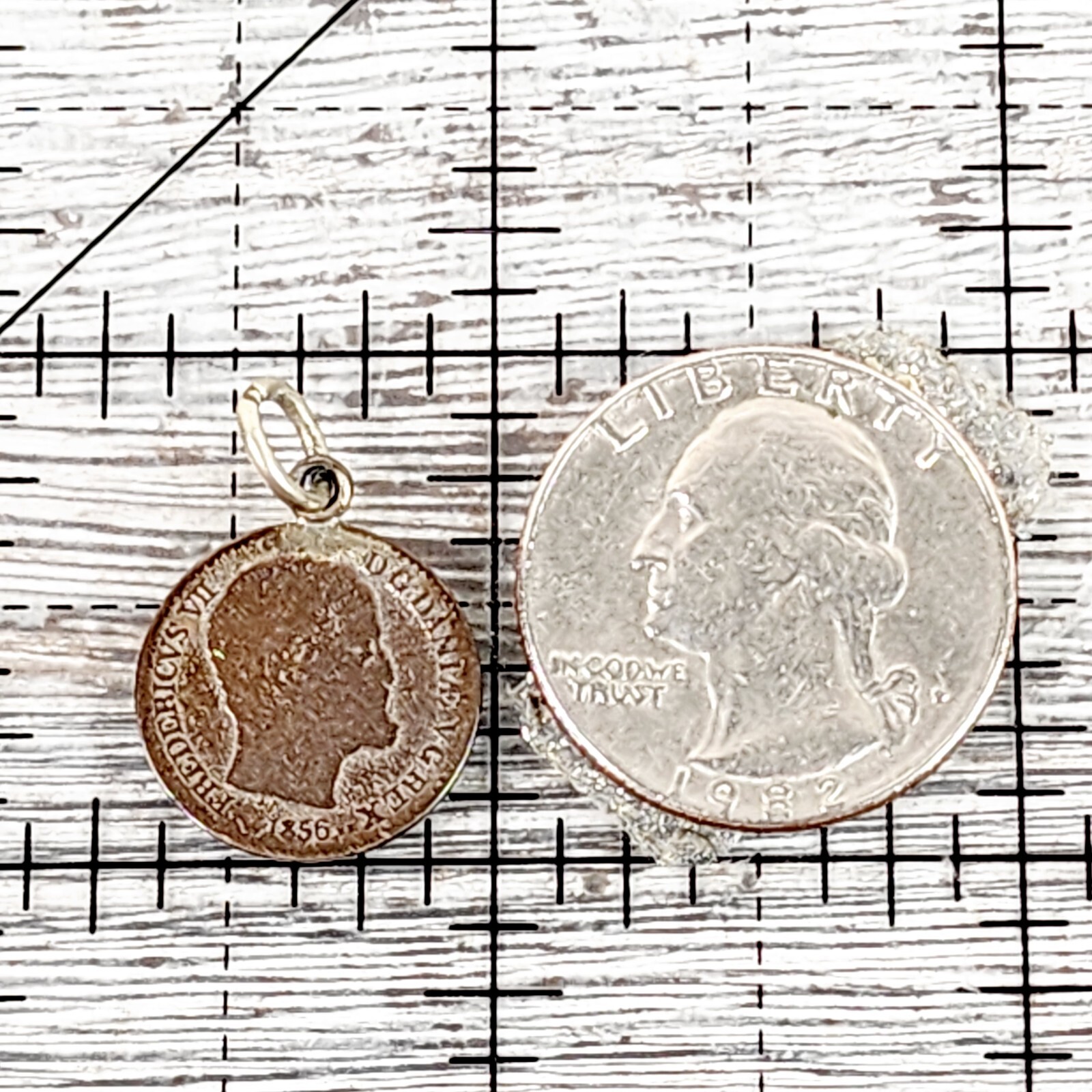 ANTIQUE 1856 LOVE TOKEN COIN CHARM PENDANT BEAUTIFUL