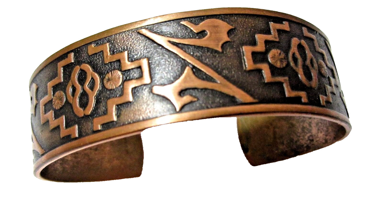 COPPER RAISED DESIGN FANCY SOUTH WESTERN STYLE CUFF BRACELET