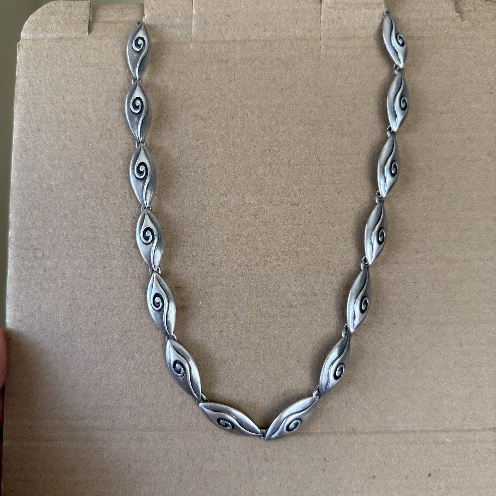 Vintage Sterling Silver 925 Articulated Spiral Link Necklace 40.66g 17.5”