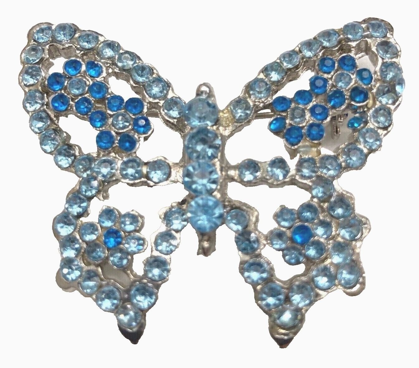 Butterfly Cobalt And Light Blue Estate Pin Brooch With Safety Clasp Vintage USA