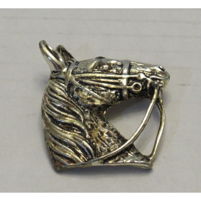 Vintage Equestrian Horse Head Pin Brooch Silver Tone Costume Rodeo Cowgirl