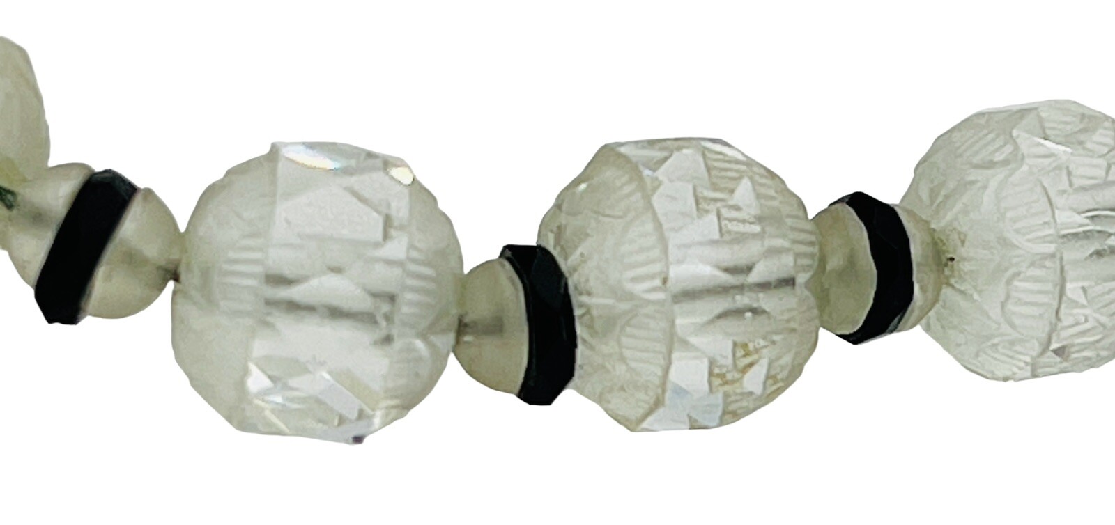 Antique Art Deco Circa 1920 Graduated Faceted Cut Czech Glass Bead Necklace 15”