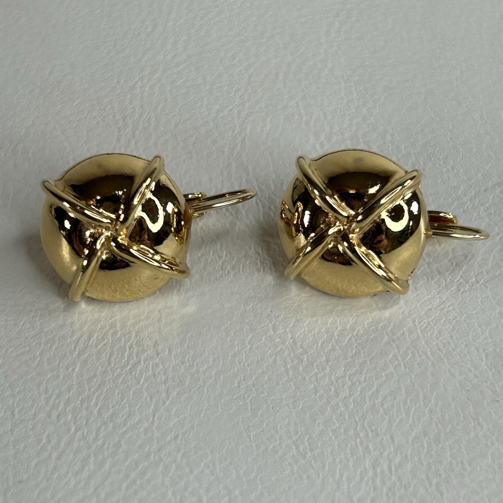 Vintage Monet Lever Back Earrings Gold Tone X Knot Criss Cross READ