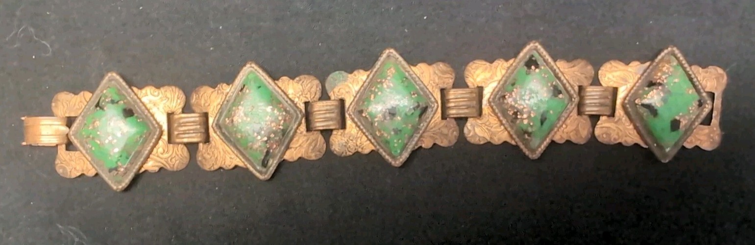 Vintage Copper Tone with5 Stones Bracelet 925