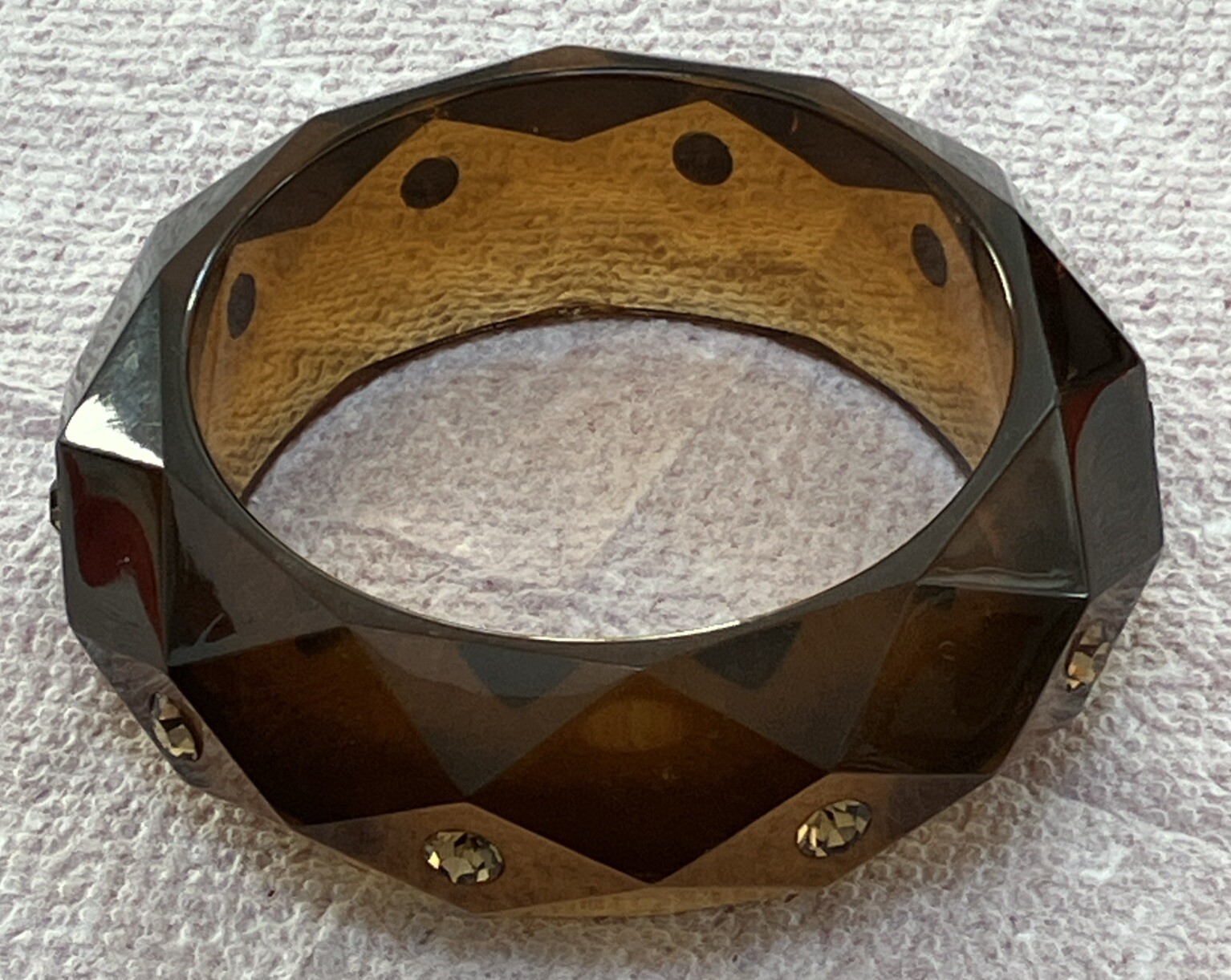 VINTAGE FACETED GEMS BANGLE BRACELET