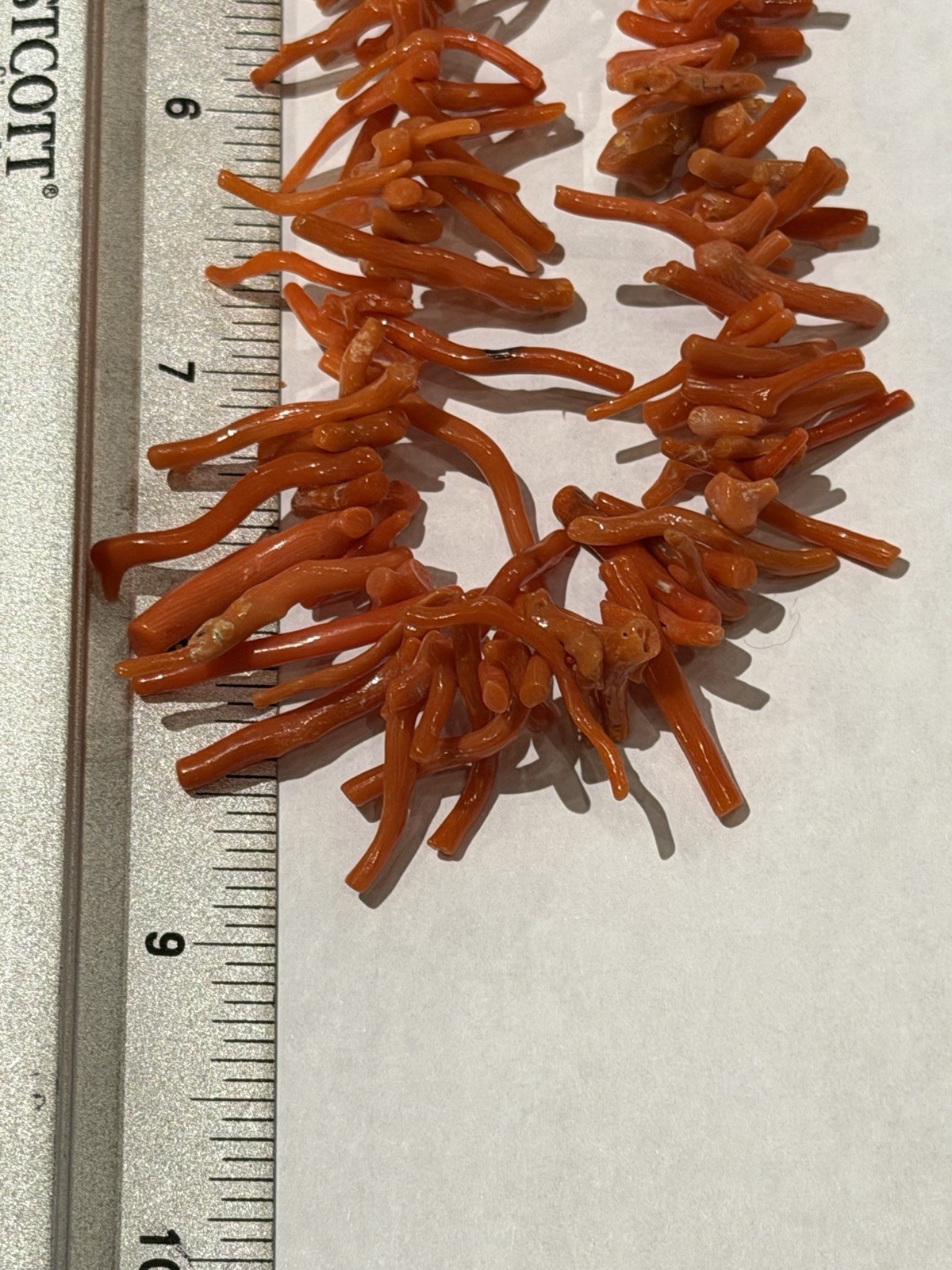Vintage Genuine Branch Coral Necklace Strand 17” Silver Clasp