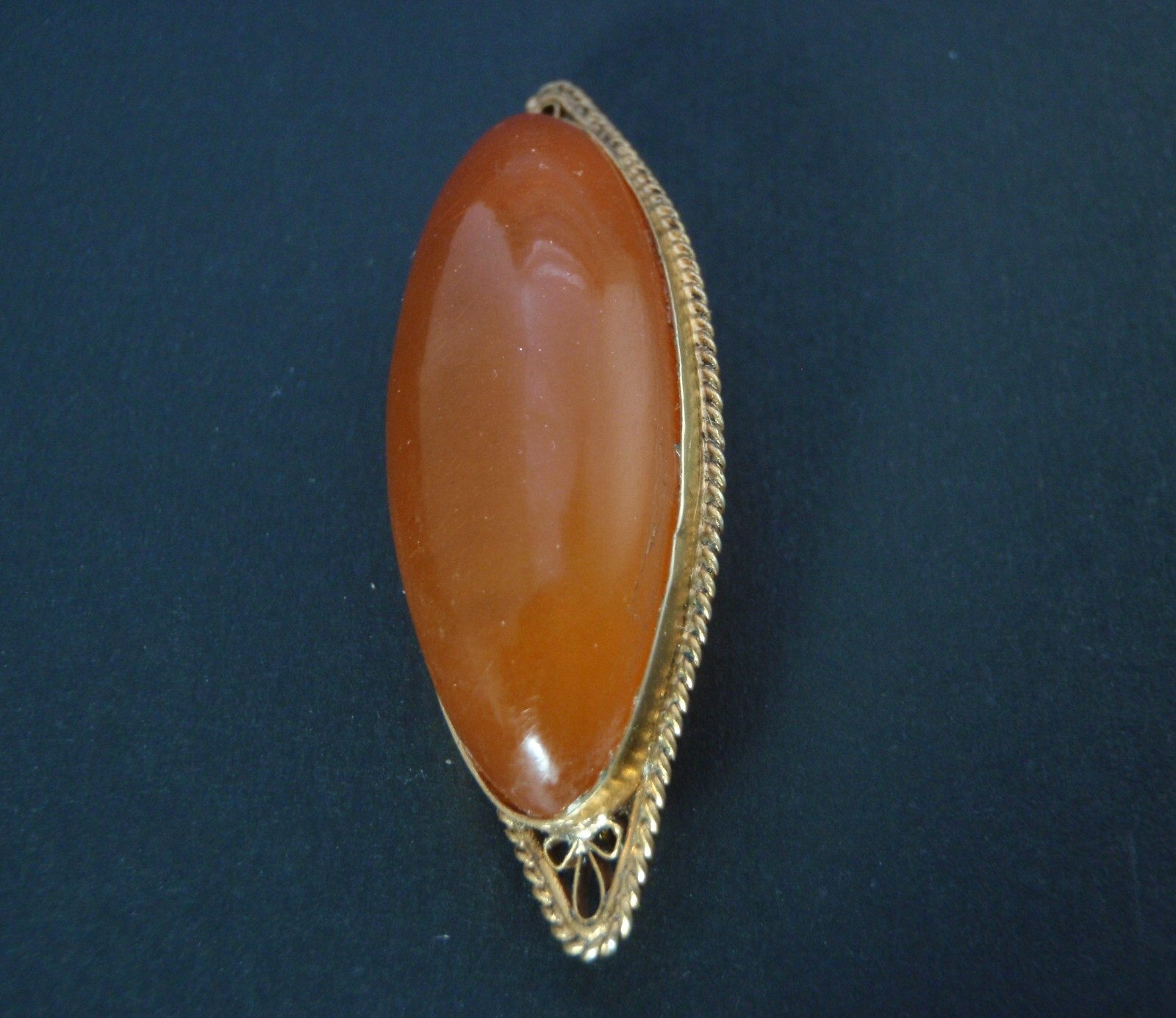 1960 AMBER Vintage Brooch Art Deco Pin Antique Handmade Gold Plated Original 100