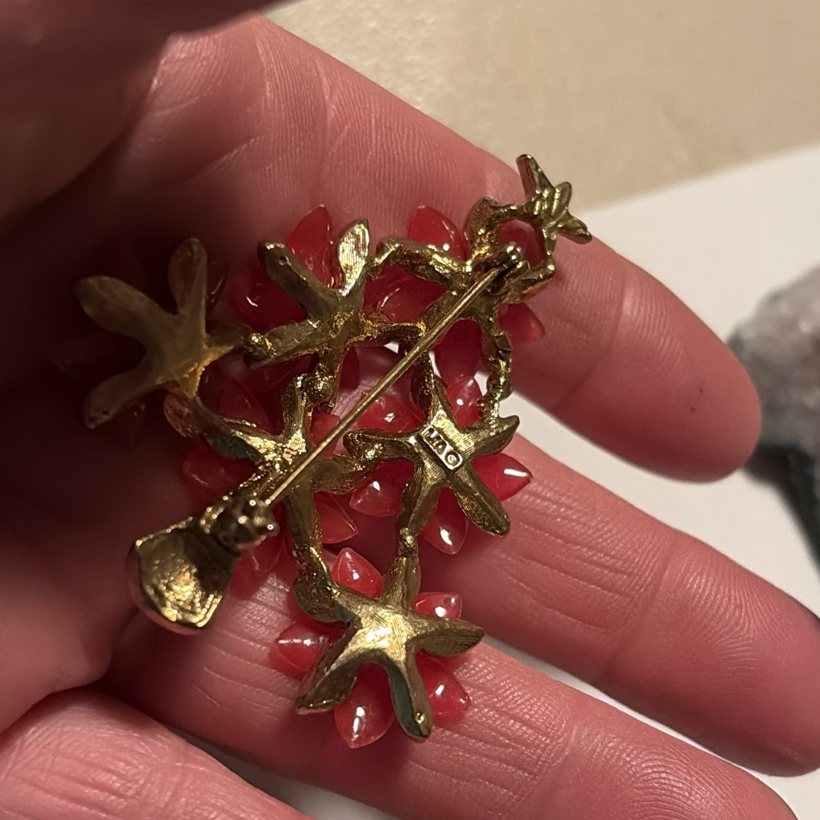 Vintage Unique Signed Lia Poinsettia Christmas Tree-pinkish Red 🌺 Flowers
