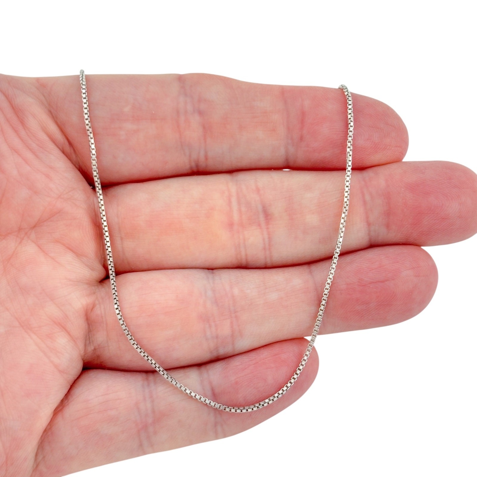 Vintage Italy Sterling Silver 925 Box Link Chain Necklace 16″