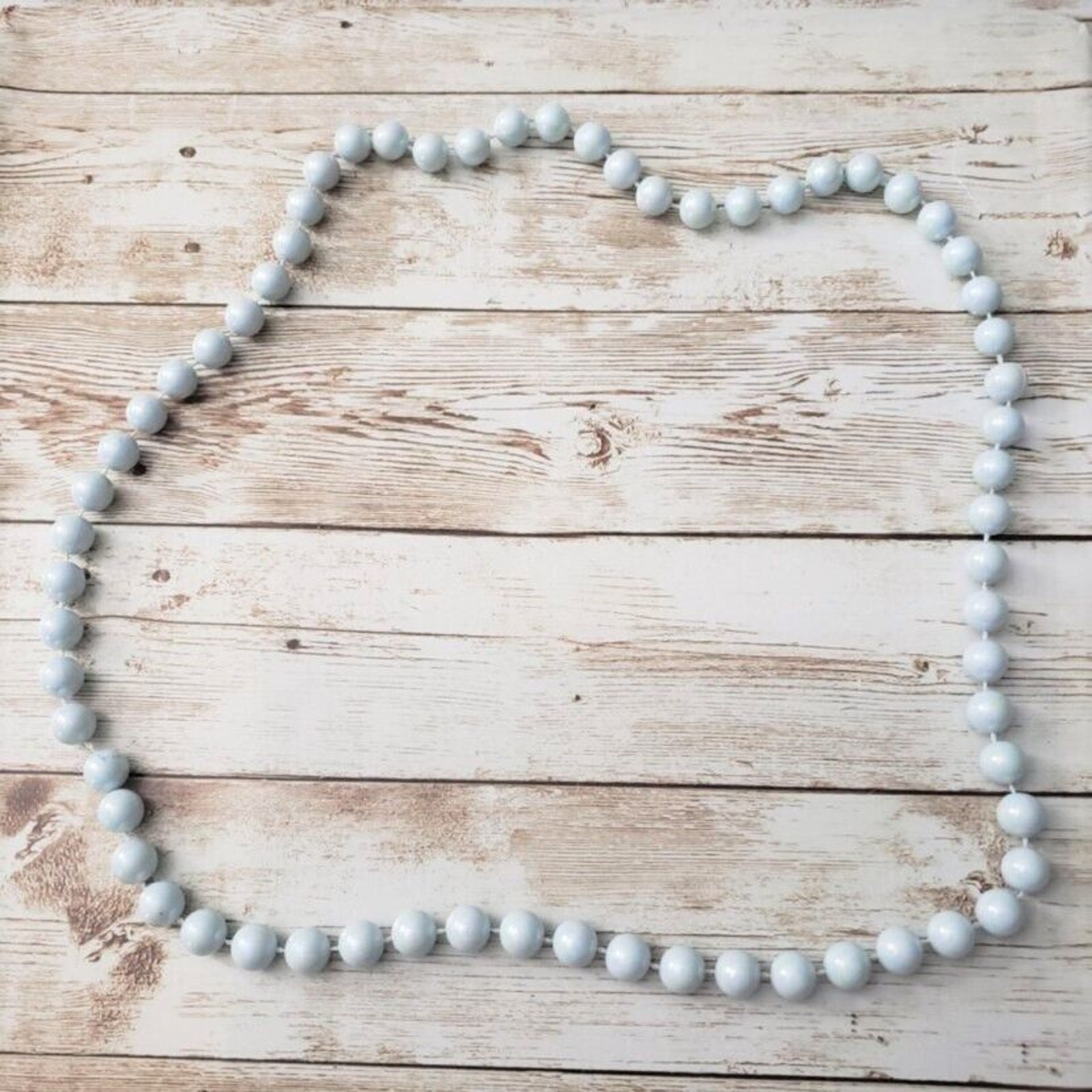 Vintage Necklace Long Very Light Blue Beaded Necklace