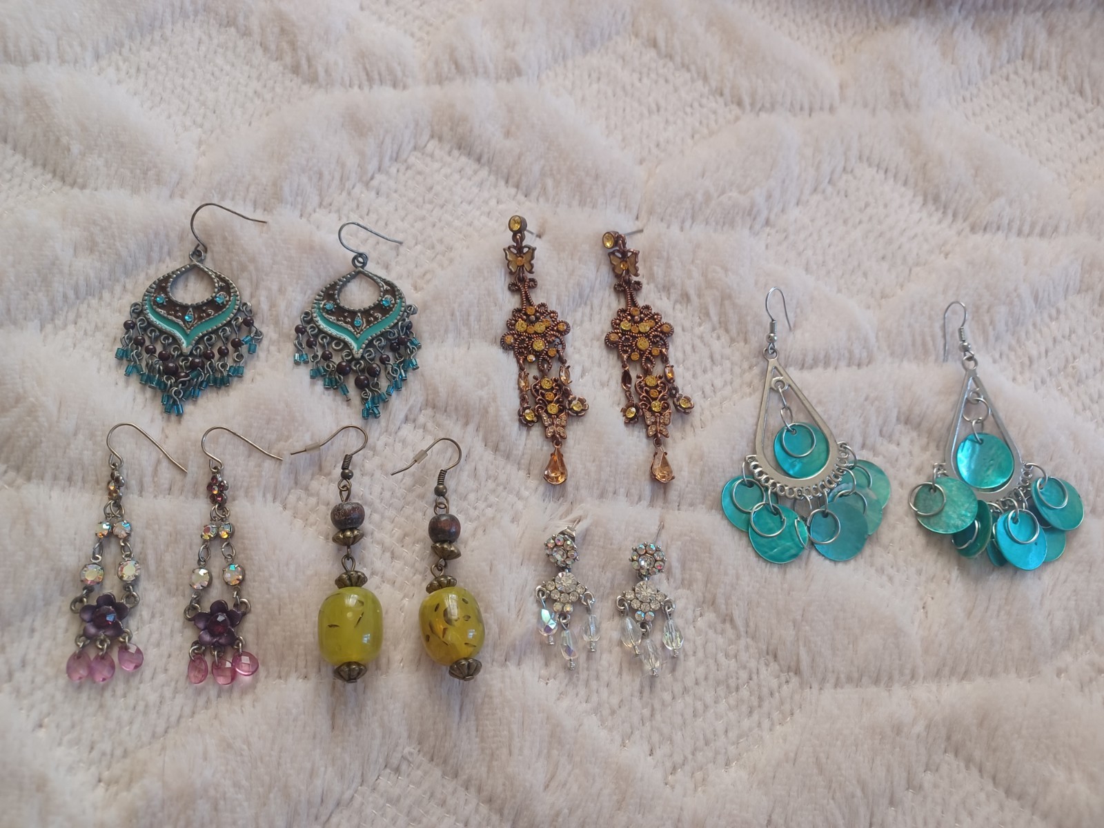 Lot of 6 Pairs Vintage 90’s Y2K 2000’s Costume Earrings Boho Chandelier & More