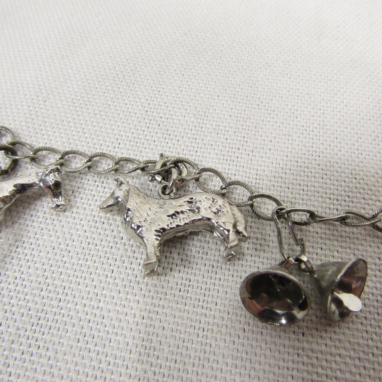 Vintage New Orleans Charm Bracelet Trumpet Horse Collie Arch Bells