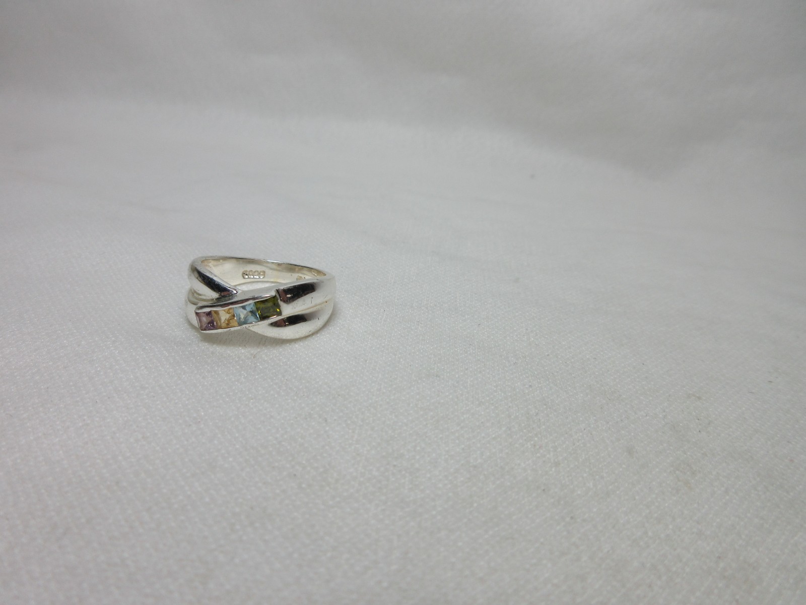 VINTAGE CW STERLING SILVER MULTI GEMSTONE RING #14