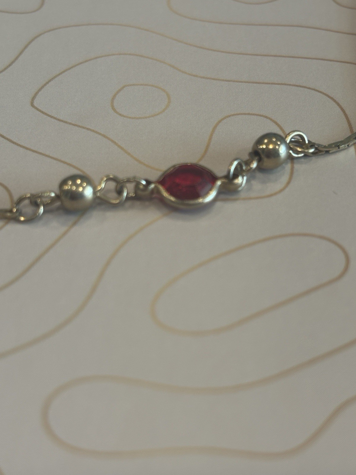 Vintage Baby Necklace with Red Rhinestone Accents