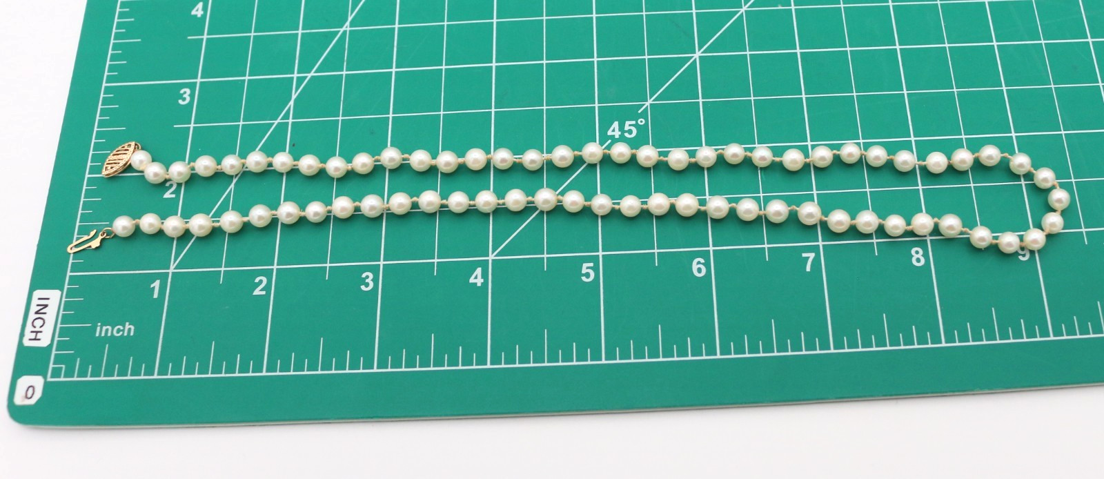 Stunning Vintage 14K Yellow Gold Strand Cultured Pearl Necklace 5.3 mm 19.5″