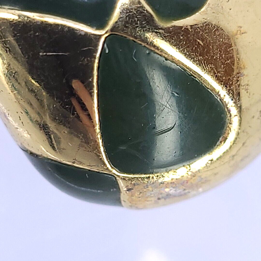 Chunky Vintage Orena Paris Earrings Clip On Jewelry Couture Jade Color Enamel