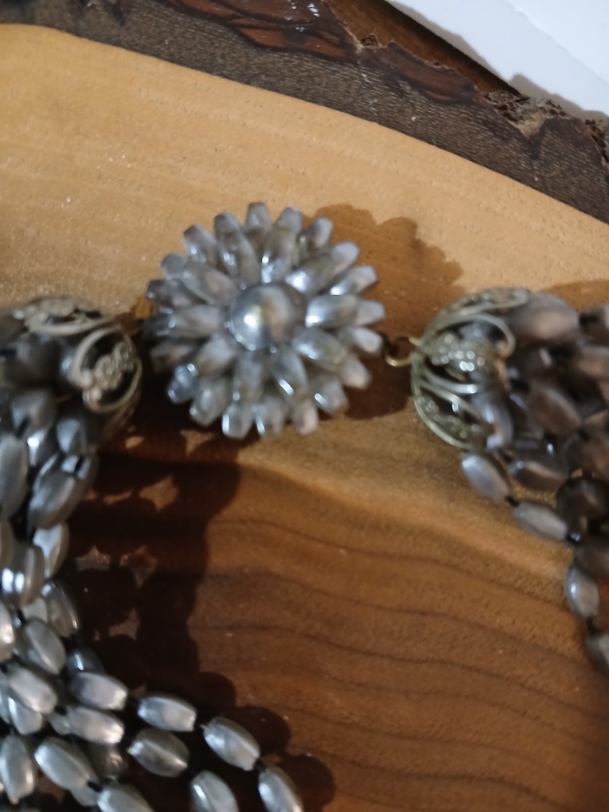 Vintage Gray Pearl Bead 12- Strand Necklace Beautiful Ends, Clasp 12″.
