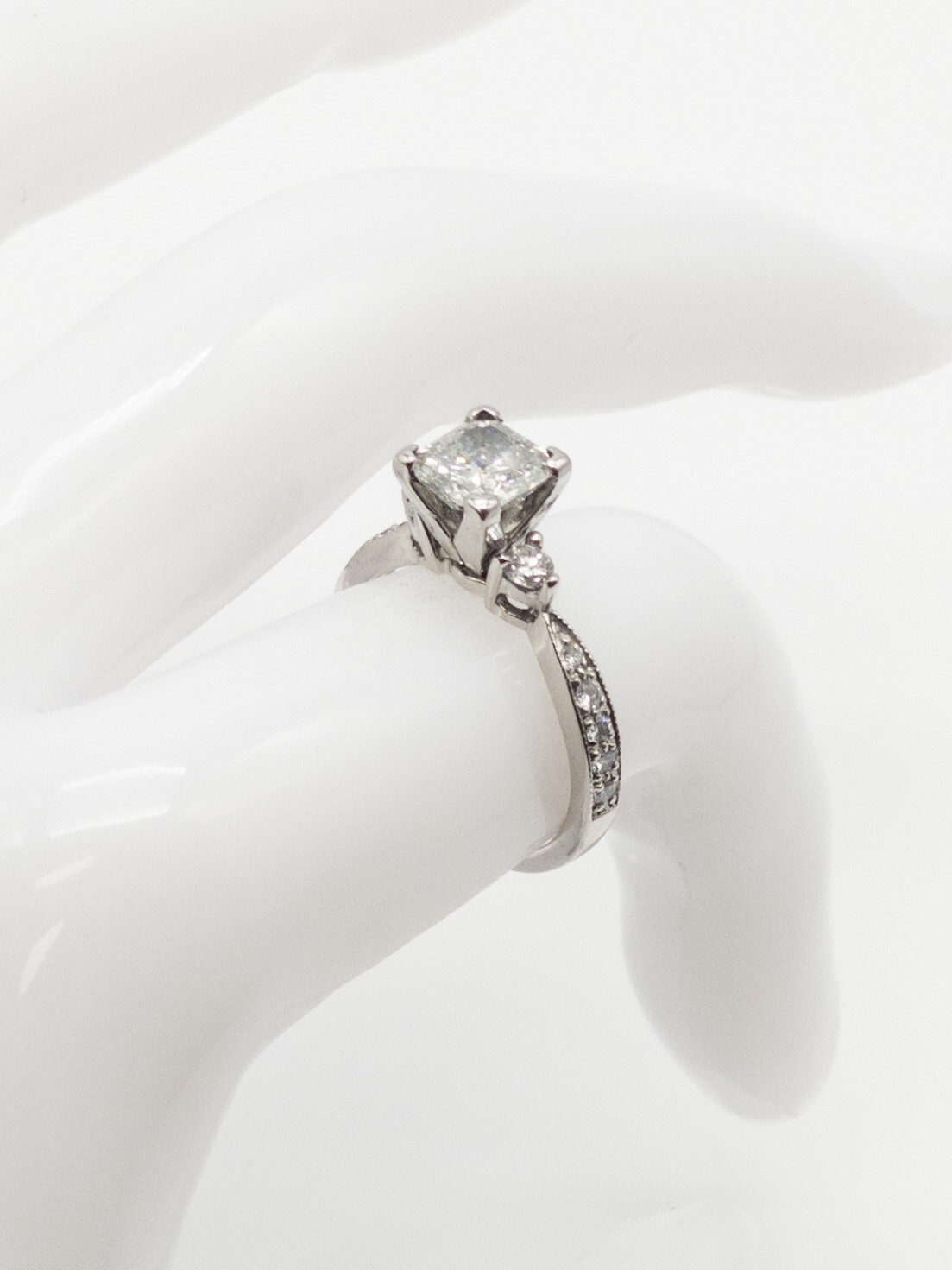 Signed COAST 1.53ct SI H Princess Cut Diamond Platinum Wedding Ring
