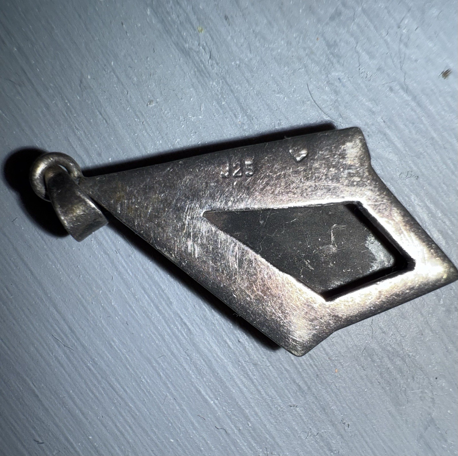 Vintage 925 Sterling Silver Lozenge Onyx Pendant (no chain)