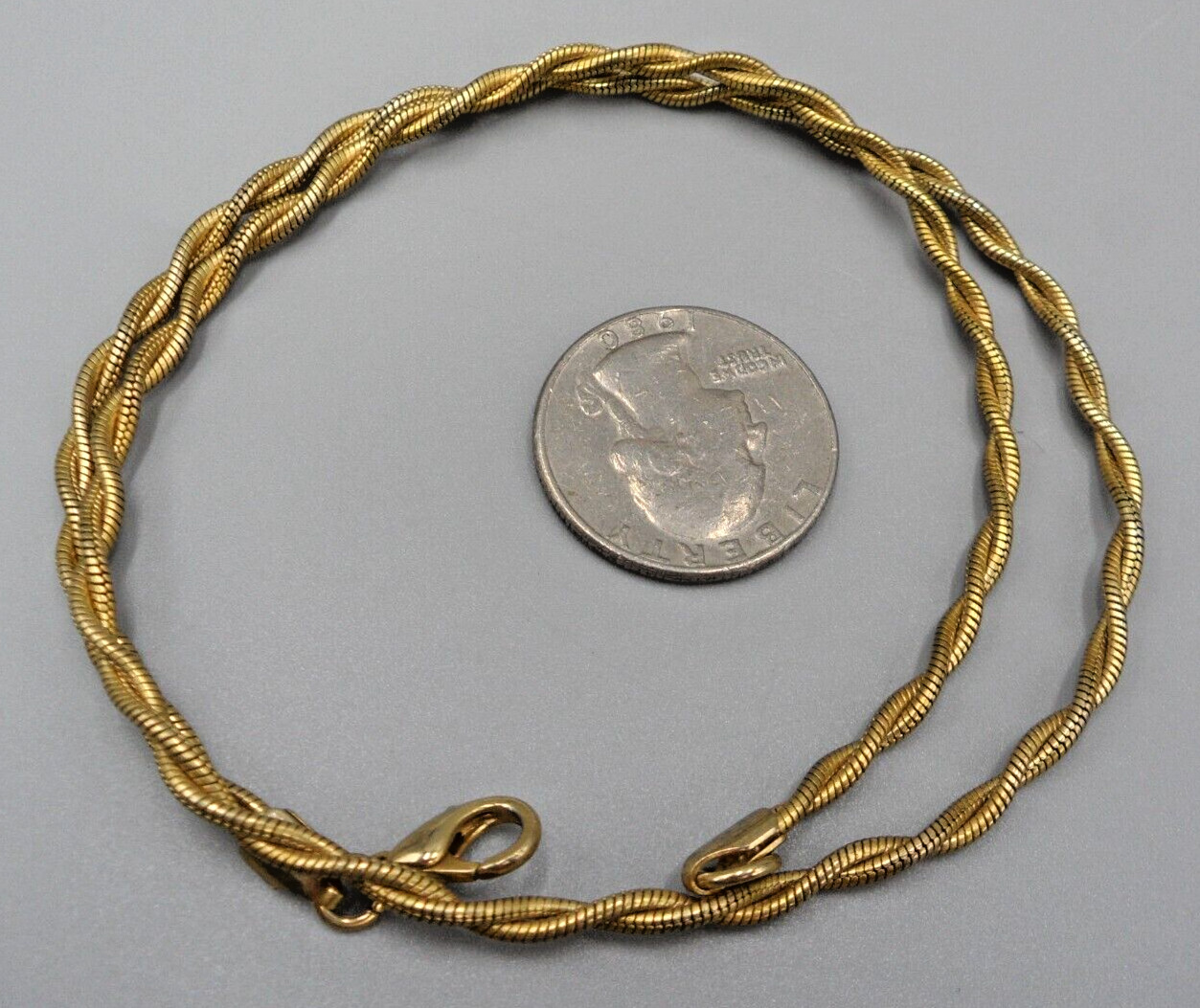 Twisted Double Snake Chain Necklace Specialty Choker Gold Tn 80s Nostalgia 17.5″