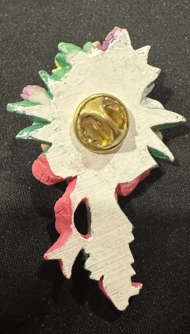 VTG Hand Painted Floral Bouquet Design Brooch Pin Costume Jewelry Flowers Multi