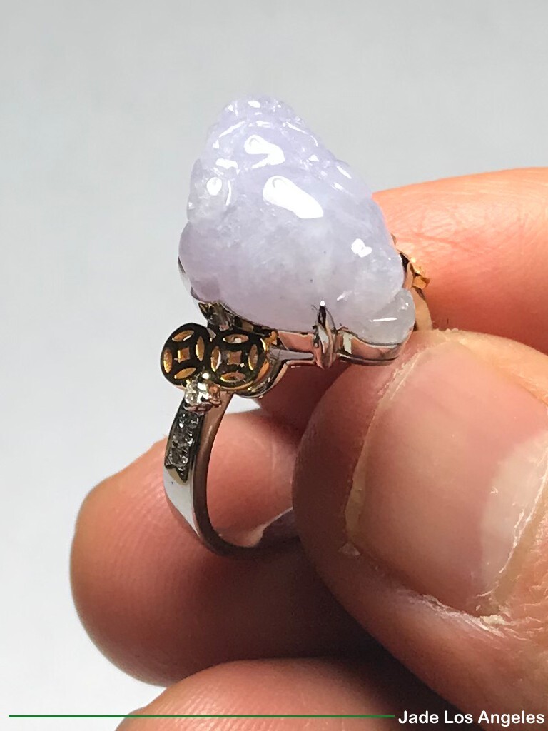 Toad Lavender Jadeite Jade 18K White/Yellow Gold Diamond Ring Size:6.25 – 6.5