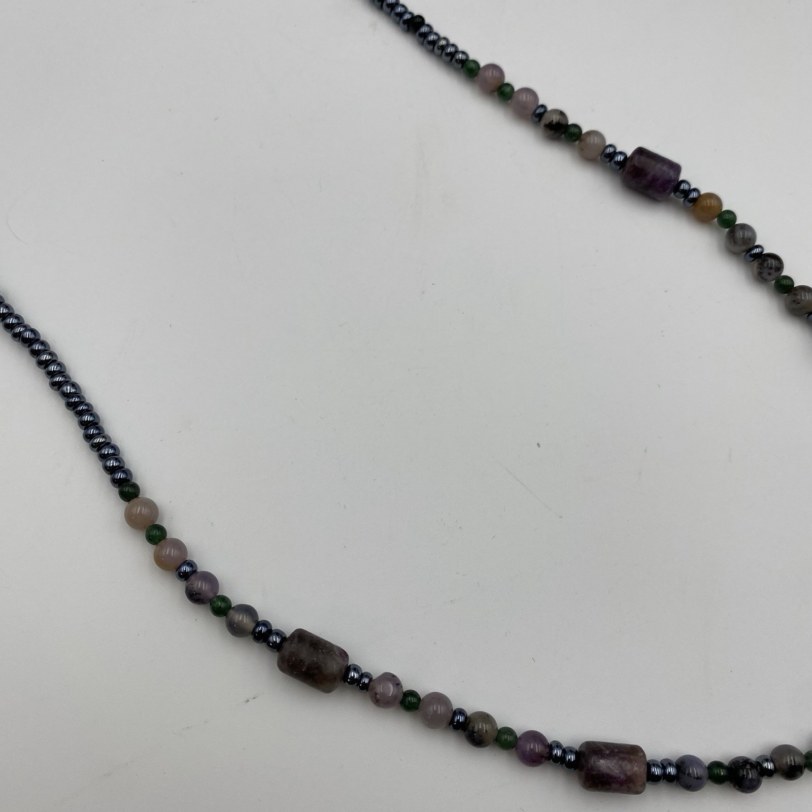 Stone Pendant Beaded Necklace 26″ Lobster Claw Clasp