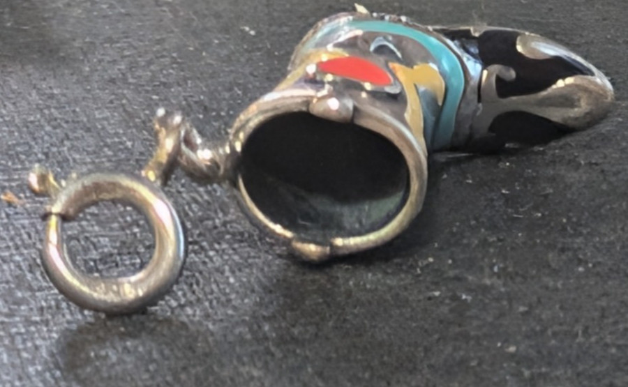 Silver & Enamel Carolyn Pollack Relios SouthWestern Cowboy Boot Charm 8 g