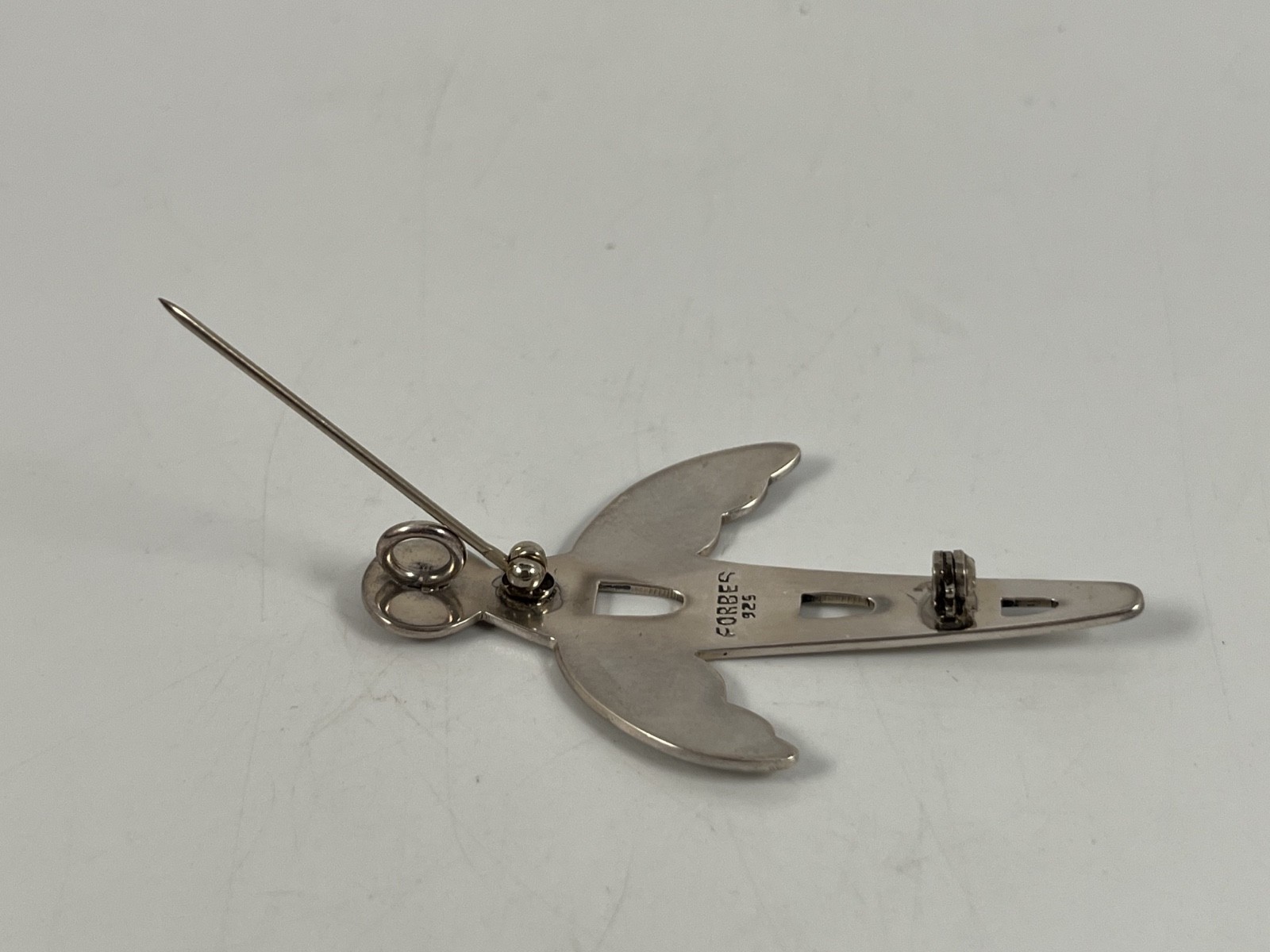 VINTAGE FORBES STERLING SILVER MODERNIST TUNDERBIRD PENDANT PIN BROOCH