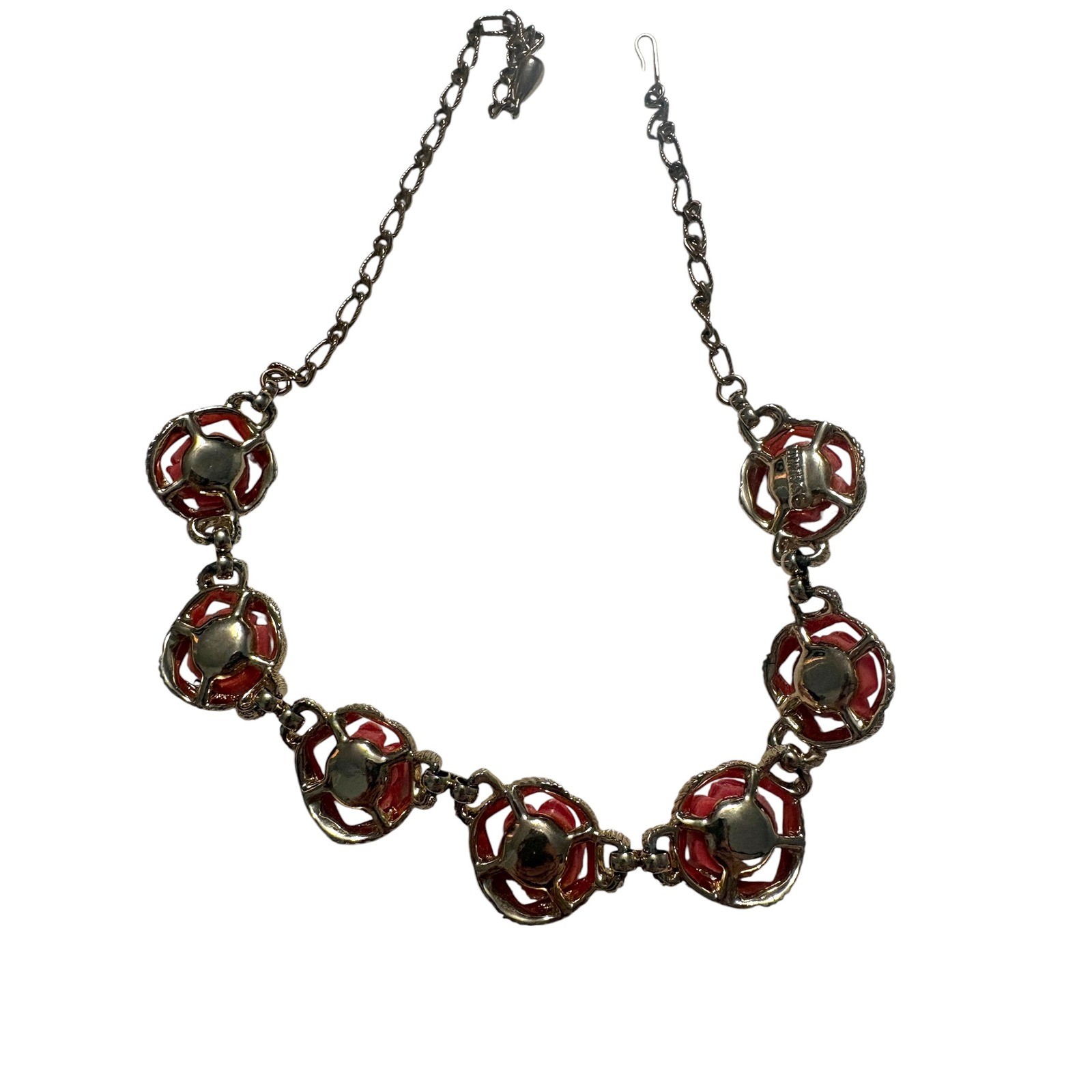 Vintage Sarah Coventry Coral Rose Jewelry Set Necklace Bracelet Clip Earrings