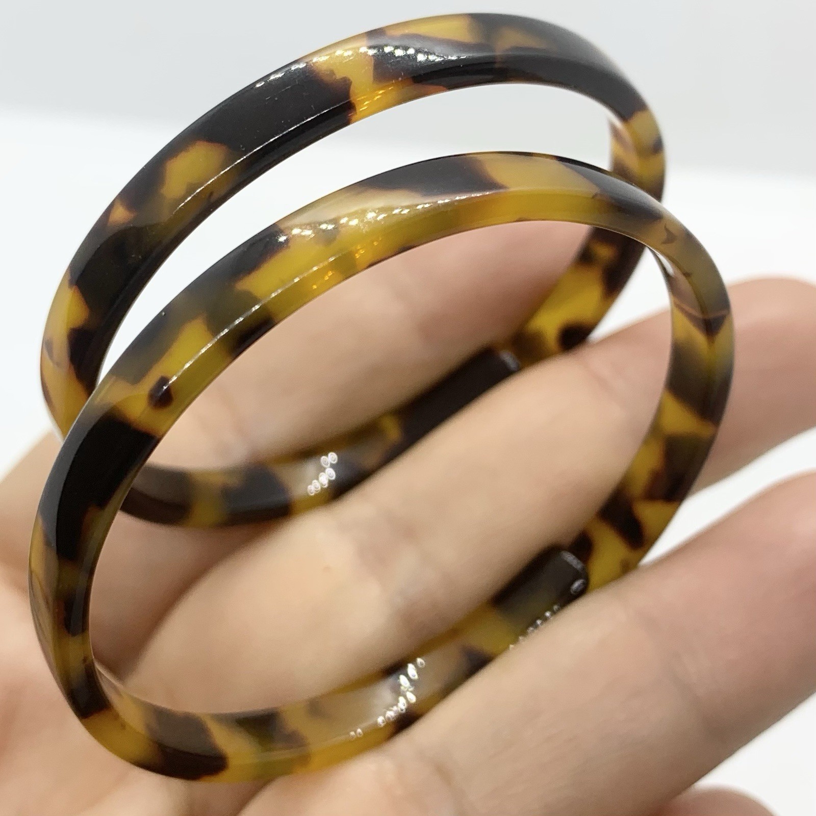 VTG TORTOISE SHELL ACRYLIC STATEMENT ROUND BIG DROP EARRINGS POST