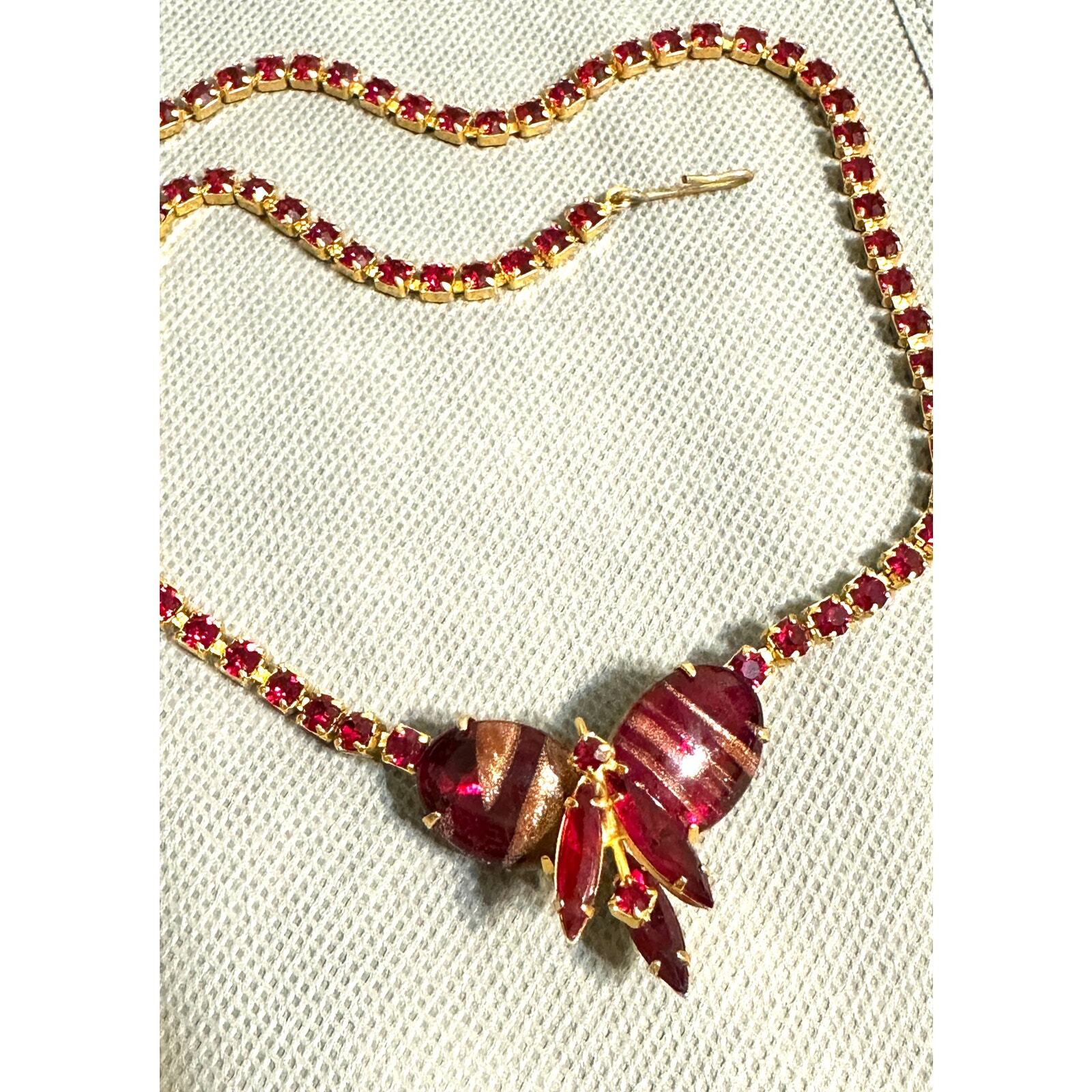 Delizza and Elster Juliana Necklace–Red Gold Shimmer Stones