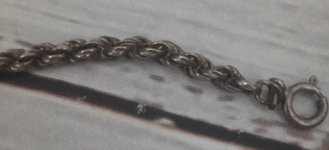 Rope Chain Twisted Silver Tone Vintage Princess Length 19 3/4″